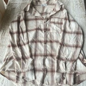 Hollister boyfriend cream and brown flannel